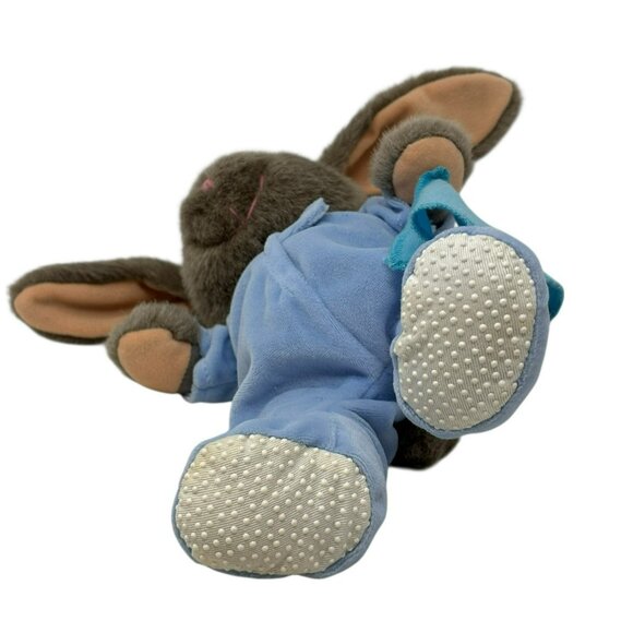 READER'S DIGEST Gray Bunny Rabbit 11" Plush Blue Pajamas Blanket 2005 Vintage - Picture 5 of 7